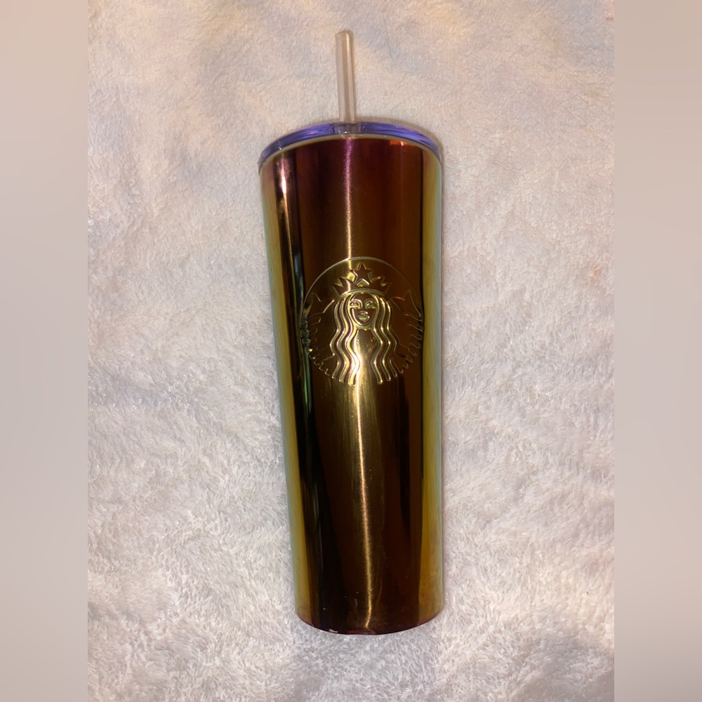 🌻 NWT Starbucks Iridescent  Stainless Tumbler with Straw